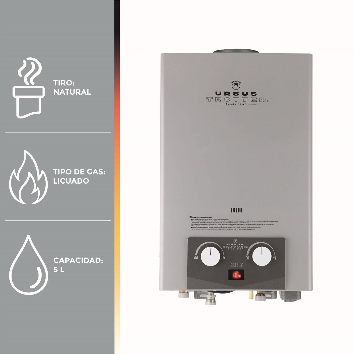 Calefont Ursus Trotter Komfortek UT M5-D GL / Tiro Natural / Gas Licuado  / 5 Litros image number 4.0